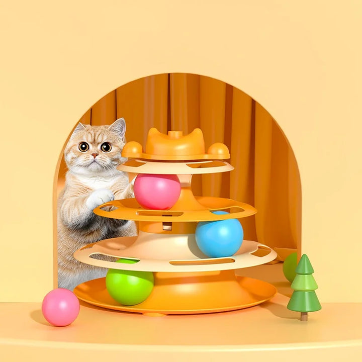 ボール＆スティック付き猫用回転おもちゃ