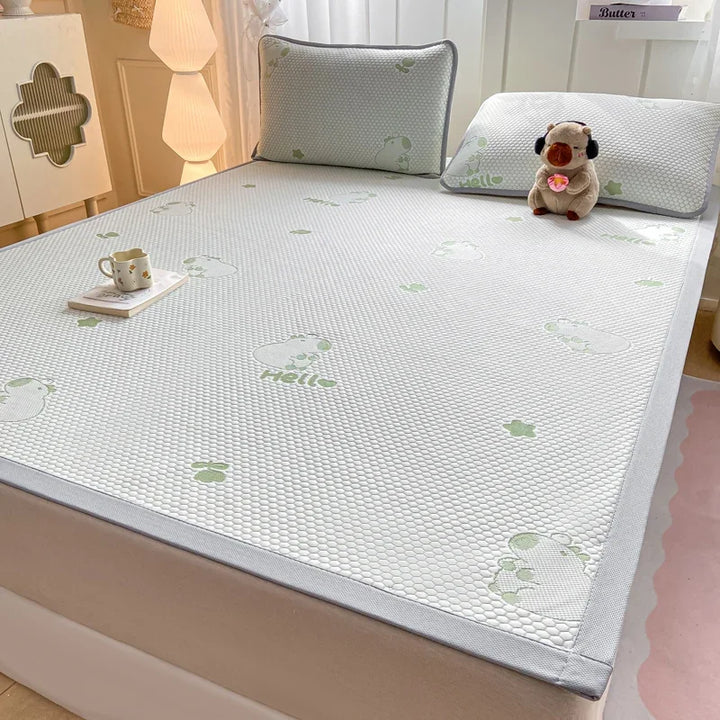 Capibara Summer Bed Mat Queen Soft Breathable Ice Bean Cooling Mat Coolness Summer Mat Cool Down Mattress Protector Pad Bedsheet