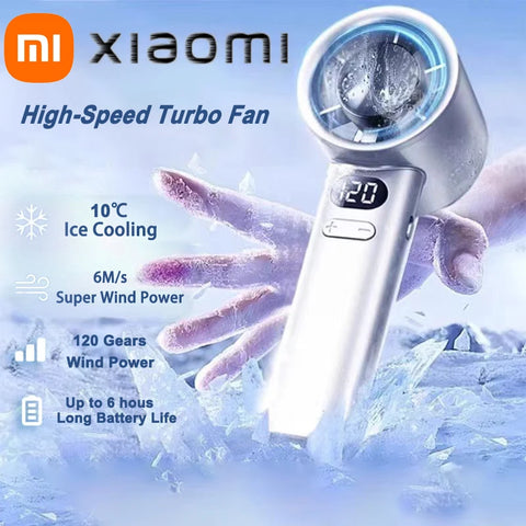 ハンディ扇風機｜USB充電式・氷冷却・高速送風・LEDディスプレイ付きポータブルファン